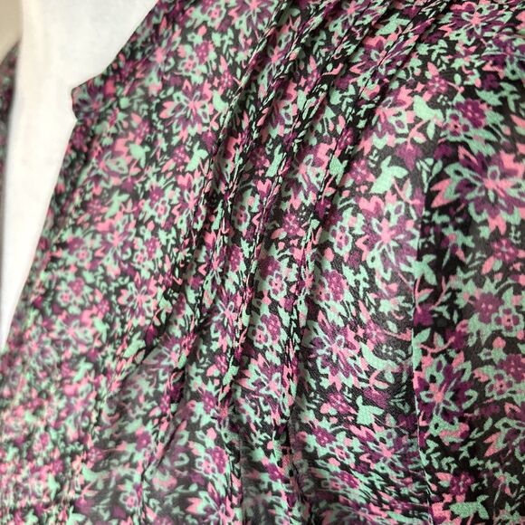 Urban Outfitters Pins And Needles Button Up Floral Sheer Top Size Small - Picture 2 of 8